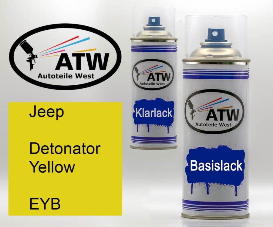 Jeep, Detonator Yellow, EYB: 400ml Sprühdose + 400ml Klarlack - Set, von ATW Autoteile West.